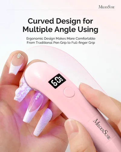 Miniatura 2 de MelodySusie Lámpara de Uñas UV Inalámbrica Ergonómica de Mano con Pantalla LCD y 2 Temporizadores, P-Art01A Luz LED UV Mini Recargable que Cura