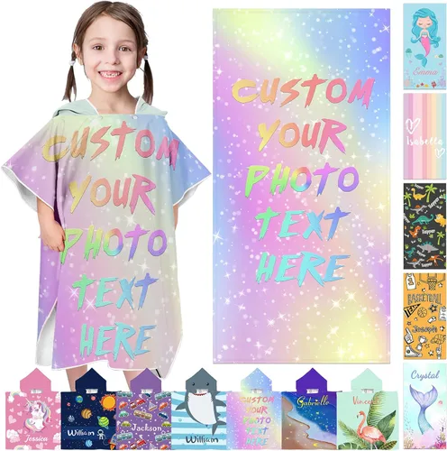 Miniatura 24 de Toallas de playa personalizadas para niños, toallas de playa personalizadas con nombres, regalos personalizados para niños pequeños, niñas