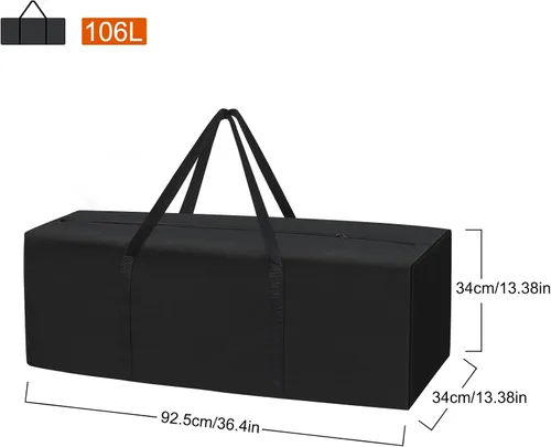 Miniatura 6 de Nomiou Bolsa de lona deportiva Bolsa grande para viajes, tela duradera 600D, bolsa de lona plegable para hombres y mujeres, Negro