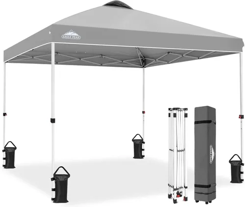 Miniatura 236 de EAGLE PEAK Tienda de campaña desplegable con bolsa de transporte con ruedas, 8 estacas, 4 cuerdas, 4 bolsas de peso, toldo de tienda de campaña
