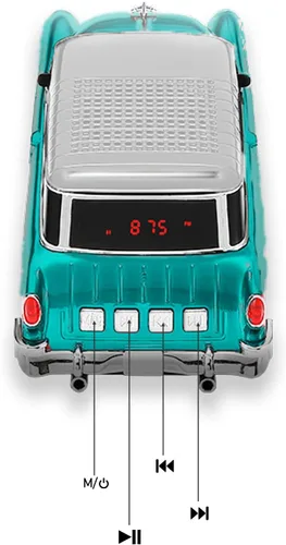 Miniatura 9 de Altavoz Bluetooth retro en forma de automóvil, calidad de sonido de alta definición, emparejamiento TWS, múltiples salidas de interfaz, altavoz Verde