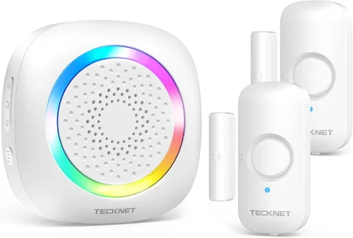 Miniatura 8 de TECKNET Campanillas de puerta cuando se abre la puerta, alarma inalámbrica con sensor de puerta con rango de 1000 pies, 61 canciones, 5 niveles