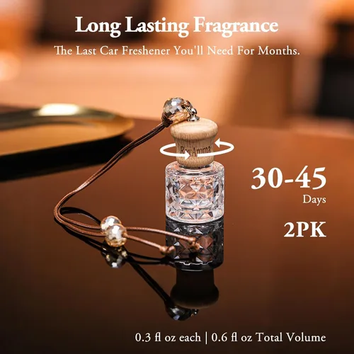 Miniatura 3 de RoyAroma Difusor ambientador ecológico para automóvil, difusor colgante para automóvil, paquete de 2, perfume de aceite esencial natural