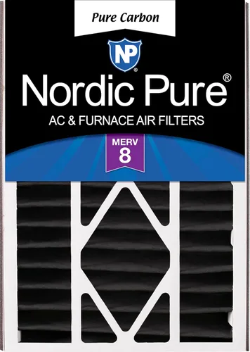 Nordic Pure 16 x 25 x 5 (tamaño real: 15 5/8 x 24 1/8 x 4 7/8) Filtro de aire Air Bear Merv 8 de repuesto para reducción de olores de carbono puro,
