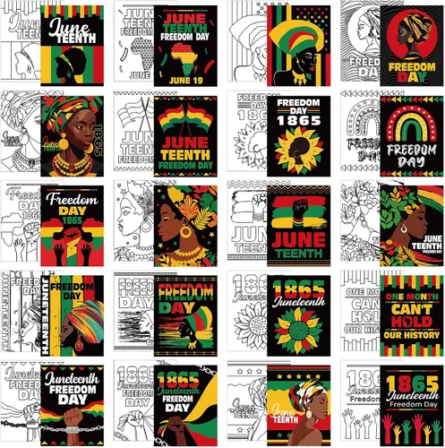 Miniatura 17 de Sherr 20 Piezas Lienzo Estirado Predibujado Arte Negro Reina Afro para Pintar para Adultos Contorno Predibujado Lienzo de Algodón Estirado