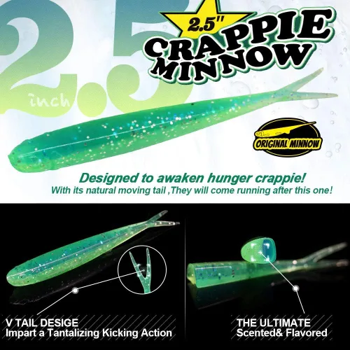 Miniatura 2 de Kit de Señuelos para Crappie - Plásticos - Cabezas de Jig - Kit de Shad - Minnow - Señuelos de Pesca para Crappie - Panfish - Bluegill - Kit de 40
