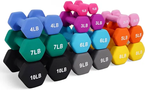 Miniatura 7 de BalanceFrom Neoprene Coated Iron Dumbbell Hex Weights Set with Stand – Color-Coded or Black Options with Non-Slip Grip for Strength Training