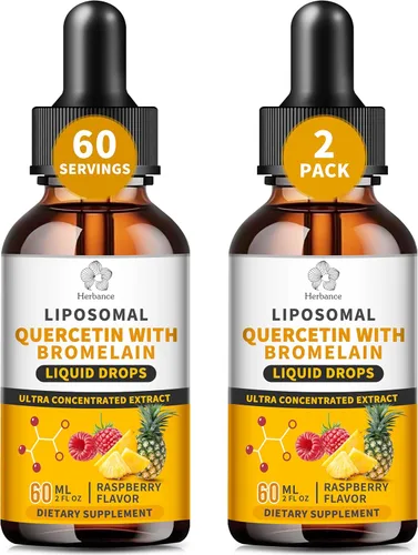 Quercetina con gotas líquidas de bromelina, paquete de 2