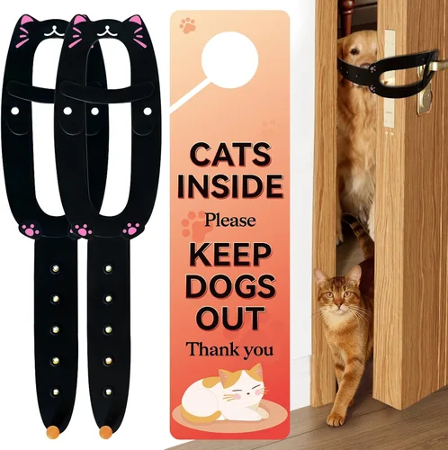 Miniatura 10 de TGIOW Pestillo de puerta para gatos, 2 pestillos de puerta para gatos que mantienen a los perros fuera de la caja de arena y alimentos, tapón
