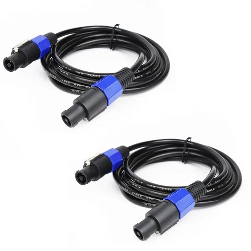 HBU Paquete de 2 cables SpeakOn de 10 pies – 2 cables DJ PA Speak-ON a Speakon macho de 10 pies – Pro Studio, escenario, cable para eventos al aire