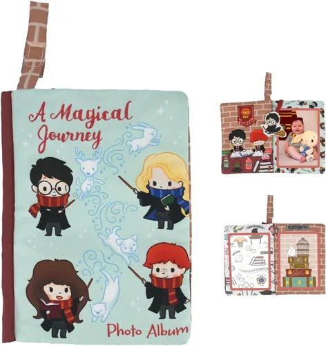 Kids Preferred Harry Potter Álbum de recuerdos de fotos de bebé arrugado suave libro sensorial con capacidad para 3 fotos de 4 x 6 pulgadas con tela