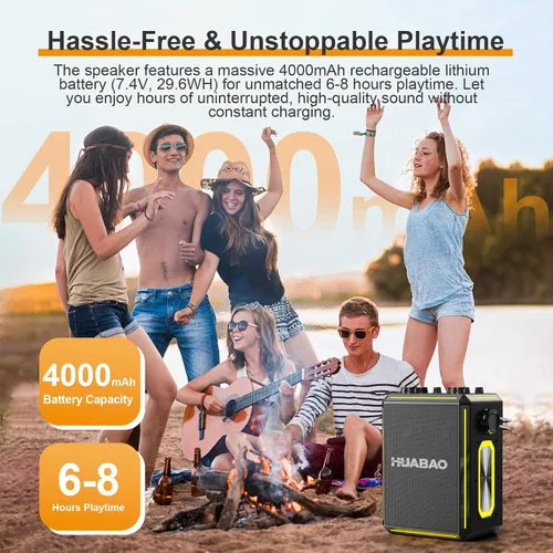 Miniatura 4 de Altavoz portátil de karaoke Bluetooth con 2 micrófonos inalámbricos, luces RGB, ajuste de agudos y graves, efectos de voz, entrada Negro