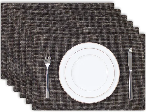 Miniatura 32 de Kevin Textile - Juego de 4 manteles individuales resistentes al calor, lavables, para fiestas, bufé, cenas, 13 x 19 pulgadas, color negro