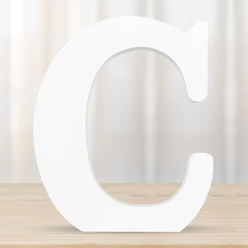 Letras de madera blancas 3D de 6 pulgadas, letra de pared del alfabeto de madera para decoración de pared, manualidades de madera, letras de pie,
