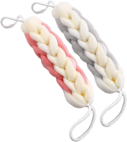 Miniatura 10 de AARAINBOW Paquete de 2 esponjas de espalda elásticas largas mejoradas con asas de cuerda, esponja de malla para baño, ducha, esponja exfoliante