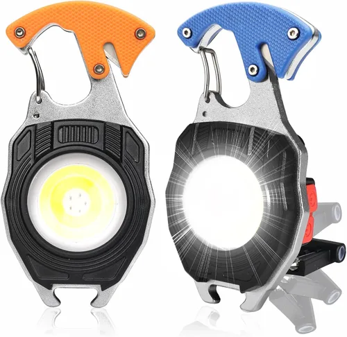 COB - Llavero de luz de trabajo – Multiherramienta recargable para campamento, iniciador de fuego, 7 modos, 1600 lúmenes, para supervivencia de