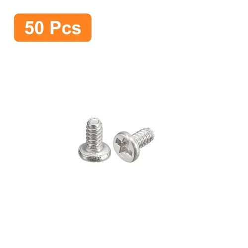 Miniatura 3 de Uxcell M1-0.25 x 2 mm 50 piezas Tornillos de cabeza plana redonda 304 de acero inoxidable Phillips Drive tornillos de máquina para fijación