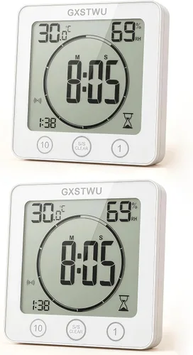 Miniatura 10 de Reloj de ducha digital, reloj temporizador de baño, resistente al agua para rociar agua, alarma de cuenta regresiva, temporizador de pantalla