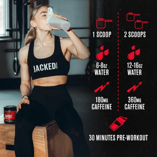Miniatura 5 de Jacked Factory - Nitrosurge Shred, suplemento preentrenamiento - Potenciador de energía, aumento de fuerza, concentración, bombeo potente