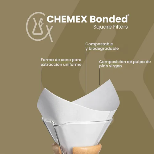 Miniatura 2 de Chemex juego de 200 filtros para café, oxigenados, limpios, pre plegados, cuadrados