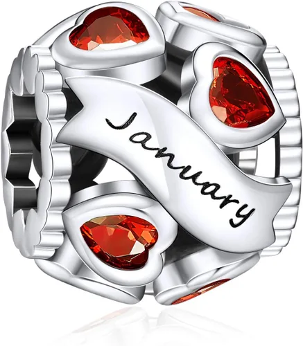 Miniatura 27 de Abalorio de plata de ley 925 con piedra natal de Ningan, abalorio de corazón para pulseras y collares, regalo de cumpleaños para mujeres y niñas