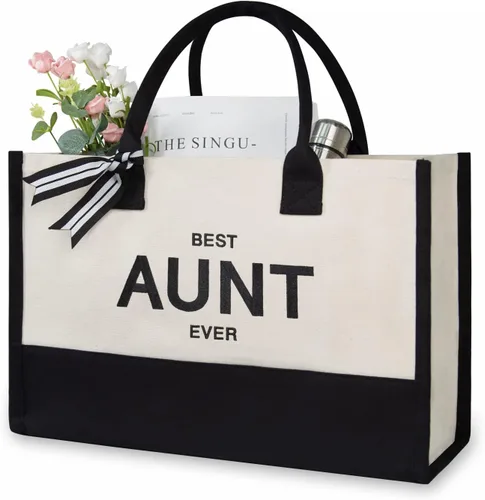 Miniatura 23 de TOPDesign - Bolso de playa de lona con inicial personalizada, bolsa de regalo con monograma, para mujer
