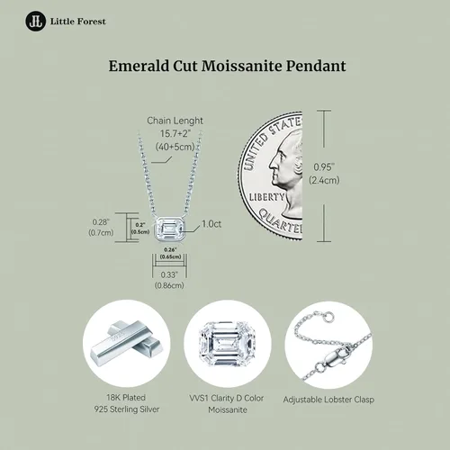 Miniatura 3 de Collares de moissanita para mujer, colgante solitario de 1 a 3 quilates, plata de ley 925, joyería para el día de la madre, regalos de boda para ella