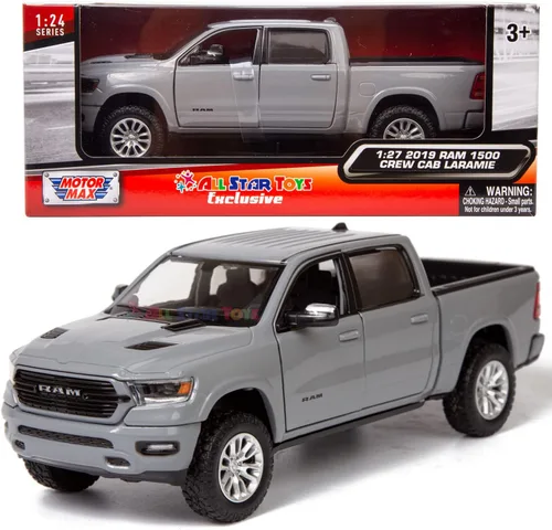 All Star Toys Exclusive 2019 1500 Laramie Crew Cab Pickup Truck Cerámica Gris Serie 1:24 Modelo de automóvil fundido a presión por Motormax 79357
