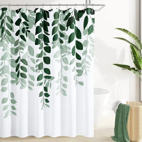 Miniatura 28 de BOODII Cortinas de ducha negras de 36 x 72 pulgadas, cortina de ducha de eucalipto de primavera para baño, cortina de baño con textura de flameado