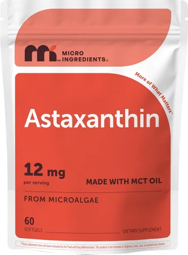 Miniatura 9 de Micro Ingredients Astaxantina de 12 mg con aceite MCT, 45 cápsulas blandas Suplementos antioxidantes de astaxantina premium* Fuente