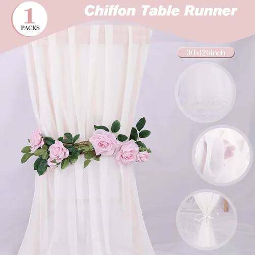 Miniatura 3 de Camino de mesa de gasa blanca de 10 pies de 30 x 120 pulgadas, romántico, transparente, para bodas, fiestas, despedidas de soltera, baby shower