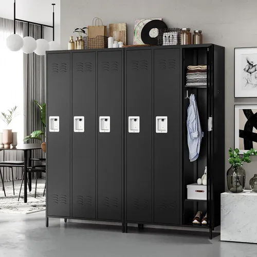 Miniatura 2 de Letaya Taquillas de metal para empleados: armario de almacenamiento de 3 puertas con estantes y gabinete de acero con cerradura para la escuela