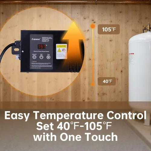 Miniatura 3 de Calentador utilitario con termostato integrado, calentador eléctrico para casa de bombas de 600W 120V, diseño de convección con ventilador