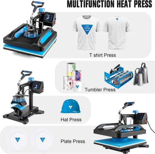 Miniatura 7 de Topdeep Prensa de Calor Pro 15x12 Pulgadas, Máquina de Prensa de Calor 8 en 1 con Prensa de Vasos de 30 OZ, Máquina de Prensado de Camisetas