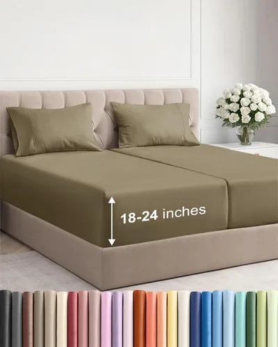 Miniatura 67 de Sábanas King divididas con bolsillos extra profundos, sábanas transpirables y refrescantes de 5 piezas, sábanas de lujo para hotel, suaves, sin 22