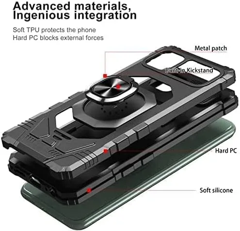 Miniatura 5 de SOGA Funda compatible con Boost Mobile Celero 5G+ Plus 2023 con protector de pantalla de vidrio templado [grado militar] anillo de montaje