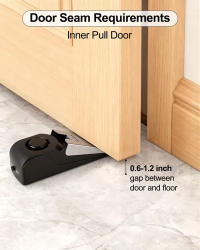 Miniatura 6 de Paquete de 2 alarmas de tope de puerta, tope de puerta con alarma de seguridad de 120 DB, sirena de tope de puerta de cuña de piso, dispositivos