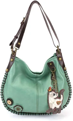 Chala Bolsos de mano, estilo casual, suave, grande hombro o bolso cruzado con llavero, color verde azulado, verde azulado