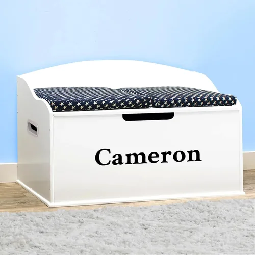 DIBSIES Caja de juguetes personalizada Creative Wonders, serie Signature para niños, 30 x 19.25 x 18 pulgadas, tapa de cierre suave (blanco)