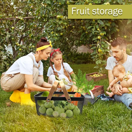 Miniatura 9 de Cesta de productos de cosecha de jardín y cesta de pícnic, cesta organizadora de almacenamiento multifuncional para recolección de frutas y verduras