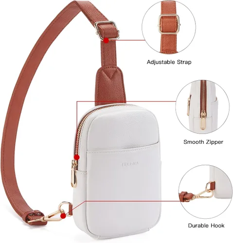 Miniatura 88 de Telena Riñonera pequeña para mujer, de cuero, cangureras, bolsa de pecho para mujer