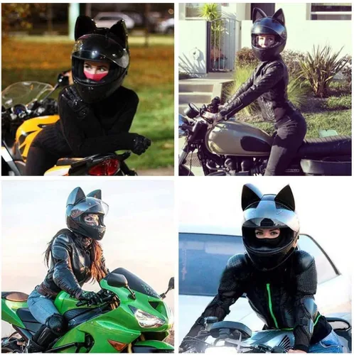 Miniatura 3 de ZJ-15 - Casco de motocicleta con orejas de gato rosa, certificado por DOT, adecuado para todas las estaciones