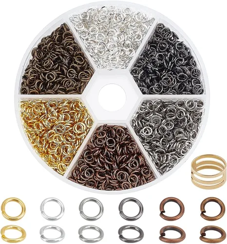 PH PandaHall Anillo de salto abierto de hierro, 3300 unidades, 6 colores, anillos o sin soldar, 0.157 in, calibre 21, conector de joyería de metal