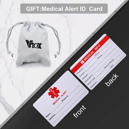 Miniatura 7 de VNOX PACEMAKER Pulsera de acero inoxidable para identificación de alerta médica unisex de 8.0 in