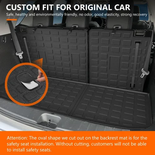 Miniatura 2 de powoq Tapete de carga compatible con Nissan Pathfinder 2022-2026 con protector de asiento trasero, TPE de repuesto para accesorios Nissan Pathfinder