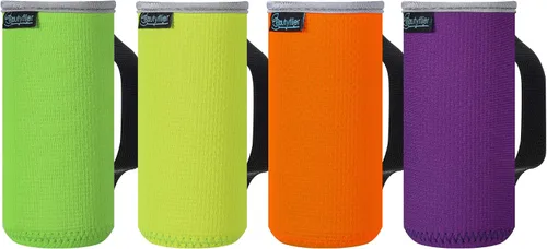 Miniatura 8 de Beautyflier Paquete de 4 fundas aislantes de neopreno antideslizantes en relieve, fundas gruesas y plegables para latas de bebidas, para fiestas