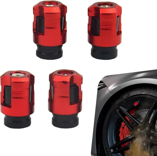 Miniatura 8 de 4 tapas de vástago de válvula de neumático de automóvil, cubierta de válvula de rueda de aleación de aluminio de forma única, tapa de vástago