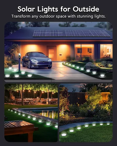 Miniatura 8 de Brightown Luces Solares Exteriores Impermeables, 12 Paquetes de Luces LED Solares Empotradas para Patio, Jardín, Césped, Terraza, Exterior, Sendero
