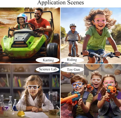 Miniatura 6 de Gafas de seguridad antivaho para niños, gafas de laboratorio para niños, ajustables, compatibles con pistola Nerf Azul