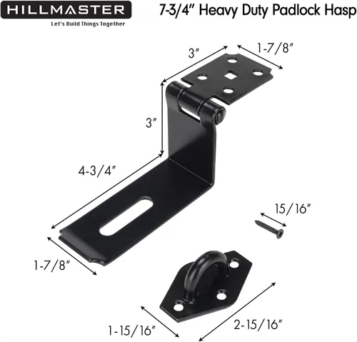 HILLMASTER Cerrojo de puerta de 90 grados, 7-3/4 pulgadas extra grueso de acero de servicio pesado, cerradura de puerta de seguridad, cierre de